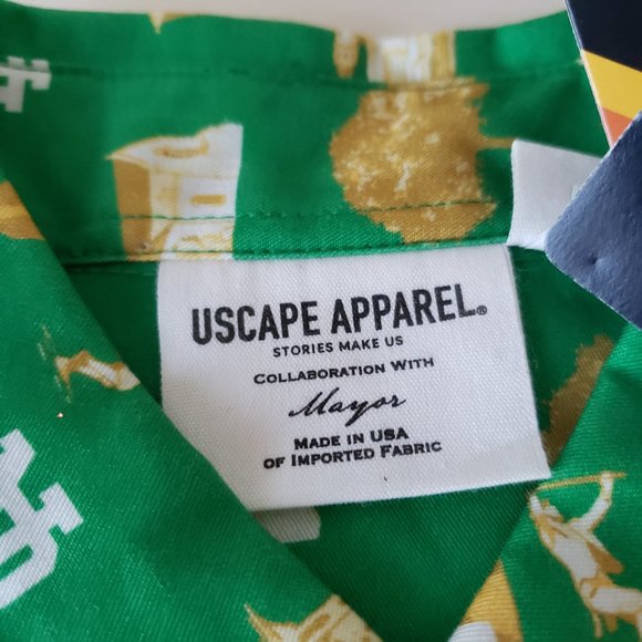 Notre Dame Fighting Irish Button Up Shirt Mens Medium Green Uscape USA NWT - Picture 7 of 13